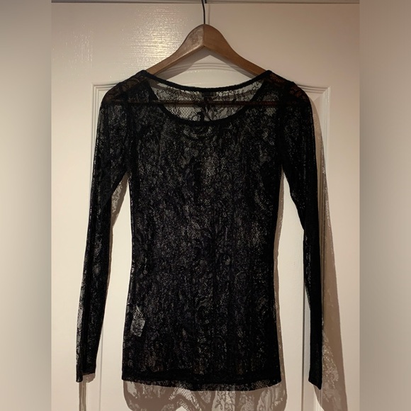 Dynamite black sheer lace long sleeve top, size S - Picture 2 of 4